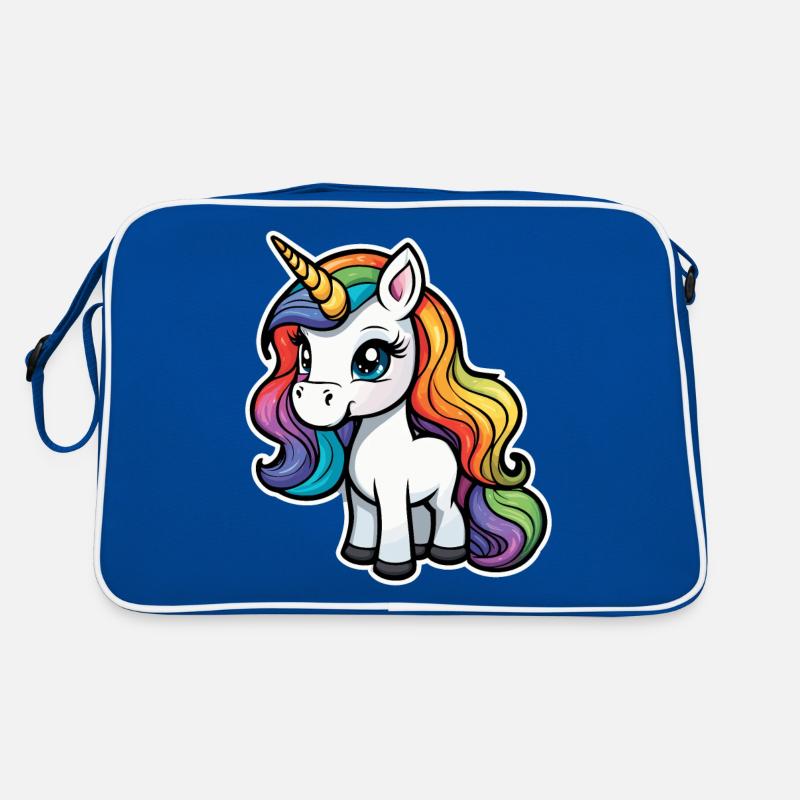 Regenbogen Einhorn Illustration Retro Tasche