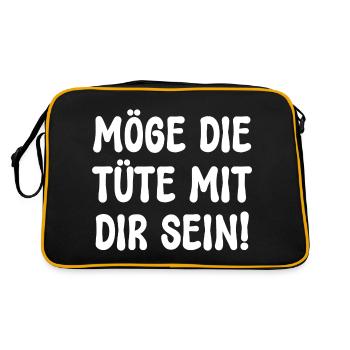 MÖGE DIE TÜTE MIT DIR SEIN! SPRUCH BEUTEL TASCHE - Retro Tasche - Schwarz/Gold - Hinten