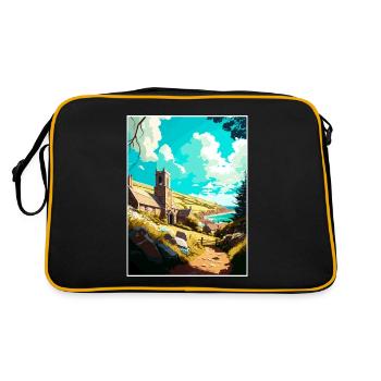 St Agnes England Vintage Travel Poster Souvenir - Retro Bag - black/gold - Back