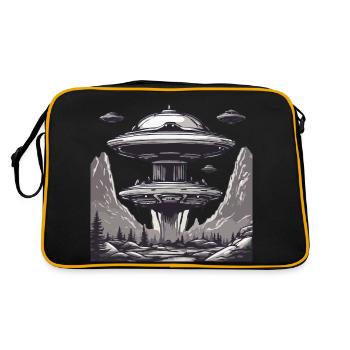 Alien / Vaisseau spatial / OVNI / Zone 51 / Tout / Mars - Sac Retro - noir/or - Dos