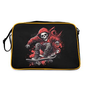 Skeleton Skull Skater Skateboarder Skateboard - Retro Bag - black/gold - Back