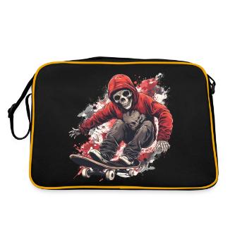 Skeleton Skull Skater Skateboarder Skateboard - Retro Bag - black/gold - Back