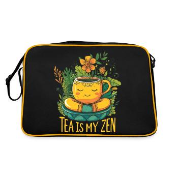Tee ist mein Zen - Retro Tasche - Schwarz/Gold - Hinten