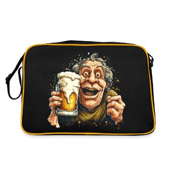 Biertrinker Outfit Vatertag Männerabend - Retro Tasche - Schwarz/Gold - Hinten