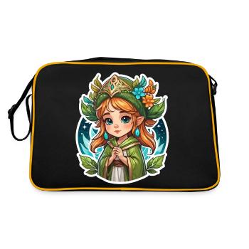Druid Cute Illustration - Retro Bag - black/gold - Back