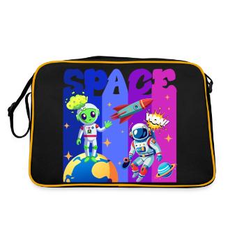 Espace, Weltall, Alien, Astronaute - Sac Retro - noir/or - Dos