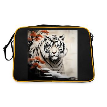 Bai Hu der weiße Tiger - Retro Tasche - Schwarz/Gold - Hinten