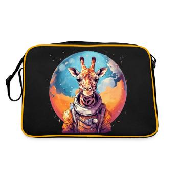 Weltraum Giraffe - Retro Tasche - Schwarz/Gold - Hinten