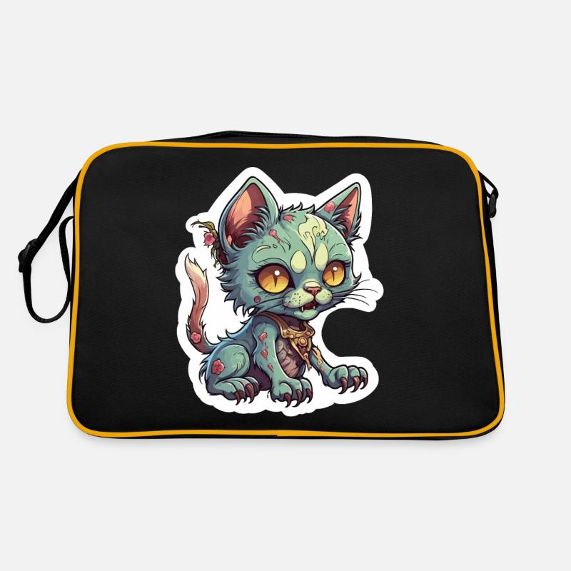 Zombie Katze Illustration Retro Tasche
