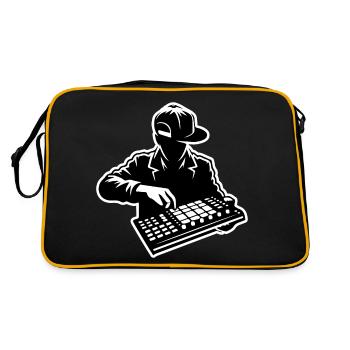 Hip Hop Beatmaker (Schlaganfall) - Retro Tasche - Schwarz/Gold - Hinten