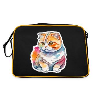 Scottish Fold Schottische Faltohrkatze - Retro Tasche - Schwarz/Gold - Hinten