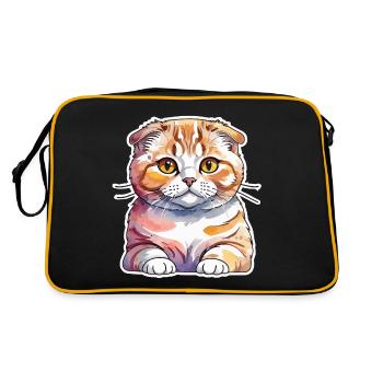 Scottish Fold Schottische Faltohrkatze - Retro Tasche - Schwarz/Gold - Hinten