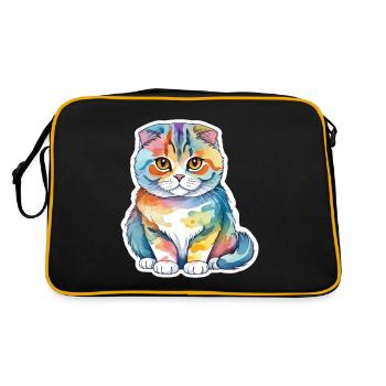 Scottish Fold Schottische Faltohrkatze - Retro Tasche - Schwarz/Gold - Hinten