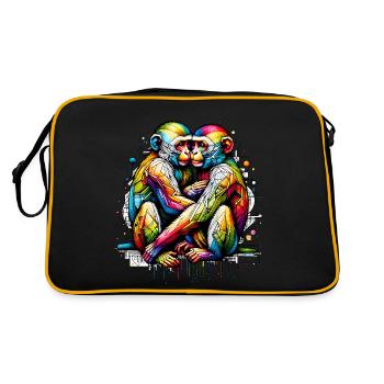 Neon Nexus - Embrace Monkeys - Retro Tasche - Schwarz/Gold - Hinten