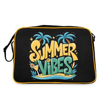 Ambiance d’été, Soleil, Vacances, Palmiers, Palmiers - Sac Retro - noir/or - Dos