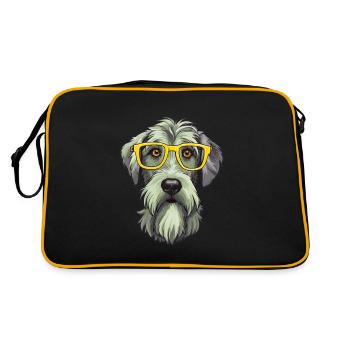 Irish Wolfhound Dog Breed Watercolor Cartoon Kawai - Retro Bag - black/gold - Back
