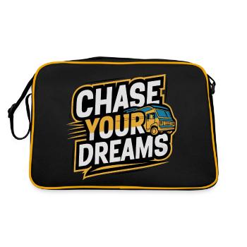 RV Caravan Saying Chase Your Dreams Holiday - Retro Bag - black/gold - Back