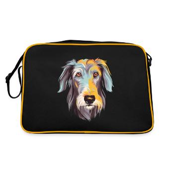 Scottish Deerhound Dog Breed Watercolor Cartoon Ka - Retro Bag - black/gold - Back