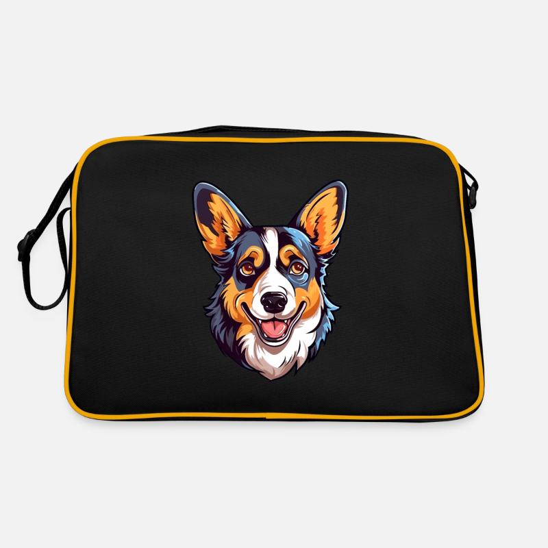 Strickjacke Welsh Corgi Hunderasse Aquarell Karikatur Retro Tasche