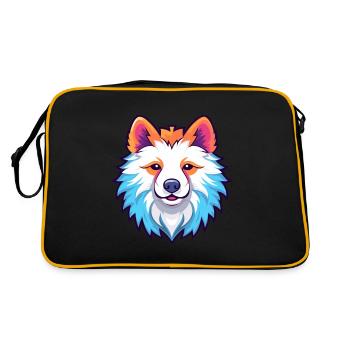 American Eskimo Dog Breed Watercolor Cartoon Kawai - Retro Bag - black/gold - Back