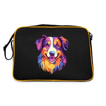 Australian Shepherd Dog Breed Watercolor Cartoon K - Retro Bag - black/gold - Back