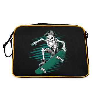 Skeleton Skull Skater Skateboarder Skateboarder - Retro Bag - black/gold - Back