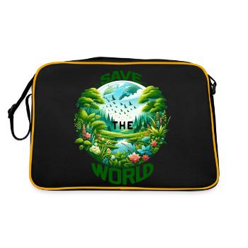 Save the World (Ein Aufruf zur Erhaltung)Grün - Retro Tasche - Schwarz/Gold - Hinten