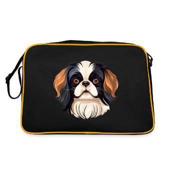 Chien Japonais Menton Race Aquarelle Dessin Animé Kawaii - Sac Retro - noir/or - Dos
