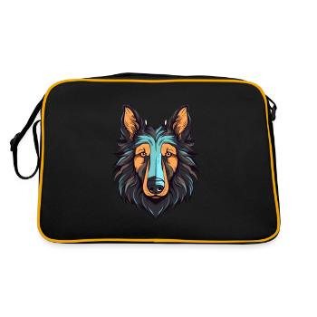 Chien de berger belge race de chien aquarelle dessin animé Kawa - Sac Retro - noir/or - Dos