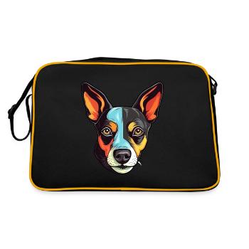 Rattenterrier Hunderasse Aquarell Karikatur Kawaii Co - Retro Tasche - Schwarz/Gold - Hinten