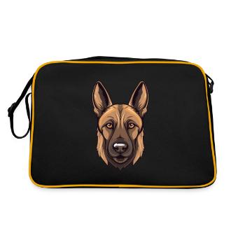 Belgian Malinoi Dog Breed Watercolor Cartoon Kawai - Retro Bag - black/gold - Back