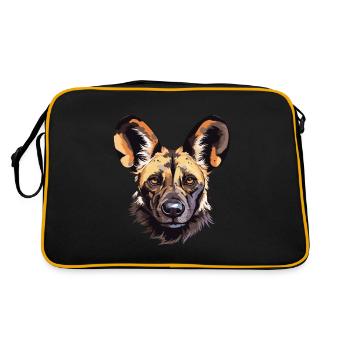 Chien sauvage africain race aquarelle dessin animé Kawaii C - Sac Retro - noir/or - Dos