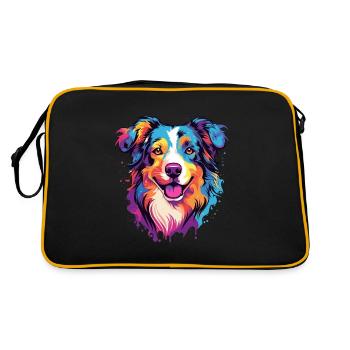 Australian Shepherd Dog Breed Watercolor Cartoon K - Retro Bag - black/gold - Back