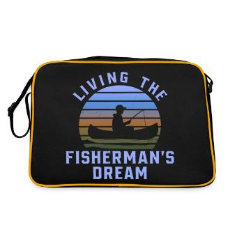 Lustige Angler Sprüche Angeln Angler Spruch - Retro Tasche - Schwarz/Gold - Hinten
