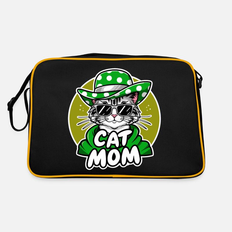 Cat Mom Lustige Katze mit Sonnenbrille und Kleider Retro Tasche