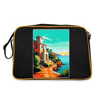 Costa Brava Spanien Vintage Reiseplakat Souvenir - Retro Tasche - Schwarz/Gold - Hinten