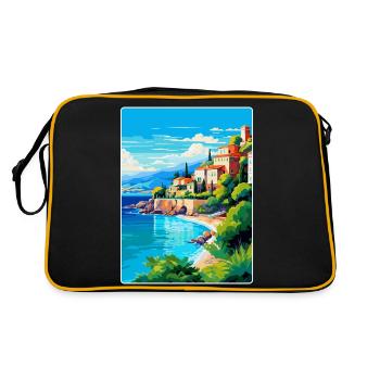 Côte d Azur Frankreich Vintage Reiseplakat Souvenir - Retro Tasche - Schwarz/Gold - Hinten