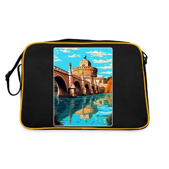 St Angelo Bridge Italy Vintage Travel Poster WPA - Retro Bag - black/gold - Back