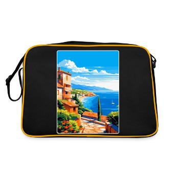Côte d Azur Frankreich Vintage Reiseplakat Souvenir - Retro Tasche - Schwarz/Gold - Hinten
