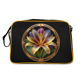 Lilac flower in bloom - Retro Bag - black/gold - Back