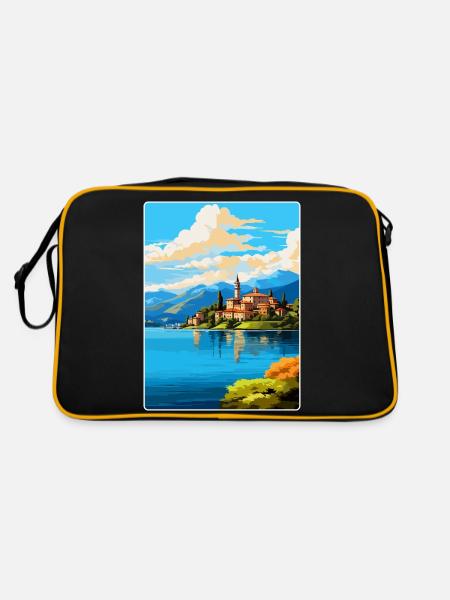 Lac d’Orta Italie Affiche de voyage vintage Souvenir WPA - Sac Retro - noir/or - Dos