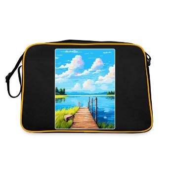 Lac de Lacanau France Poster de voyage vintage souvenir - Sac Retro - noir/or - Dos