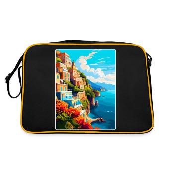 Amalfi Italy Vintage Travel Poster WPA Souvenir - Retro Bag - black/gold - Back