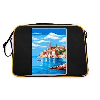 Piran Slovenia Vintage Travel Poster Souvenir WPA - Retro Bag - black/gold - Back