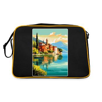 Comer See Italien Vintage Reiseplakat Souvenir WPA - Retro Tasche - Schwarz/Gold - Hinten