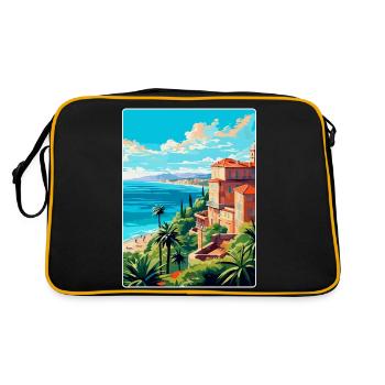 Côte d azur Frankreich Vintage Reiseplakat Souvenir - Retro Tasche - Schwarz/Gold - Hinten