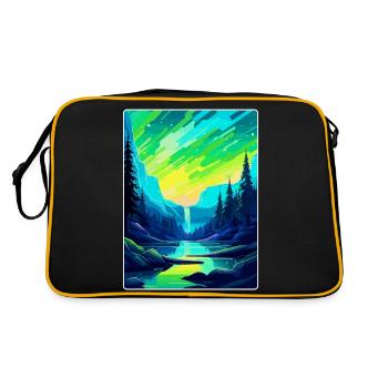 Aurora Borealis Iceland Vintage Travel Poster WPA - Retro Bag - black/gold - Back
