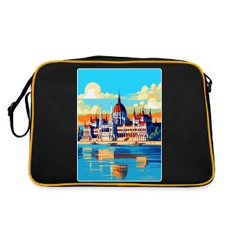 Budapest Ungarn Vintage Reiseplakat Souvenir - Retro Tasche - Schwarz/Gold - Hinten
