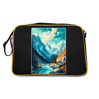 Triglav Slowenien Vintage Reiseplakat Souvenir - Retro Tasche - Schwarz/Gold - Hinten