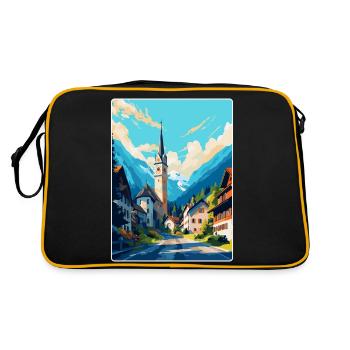 Oberammergau Allemagne Affiche de voyage vintage WPA Art - Sac Retro - noir/or - Dos